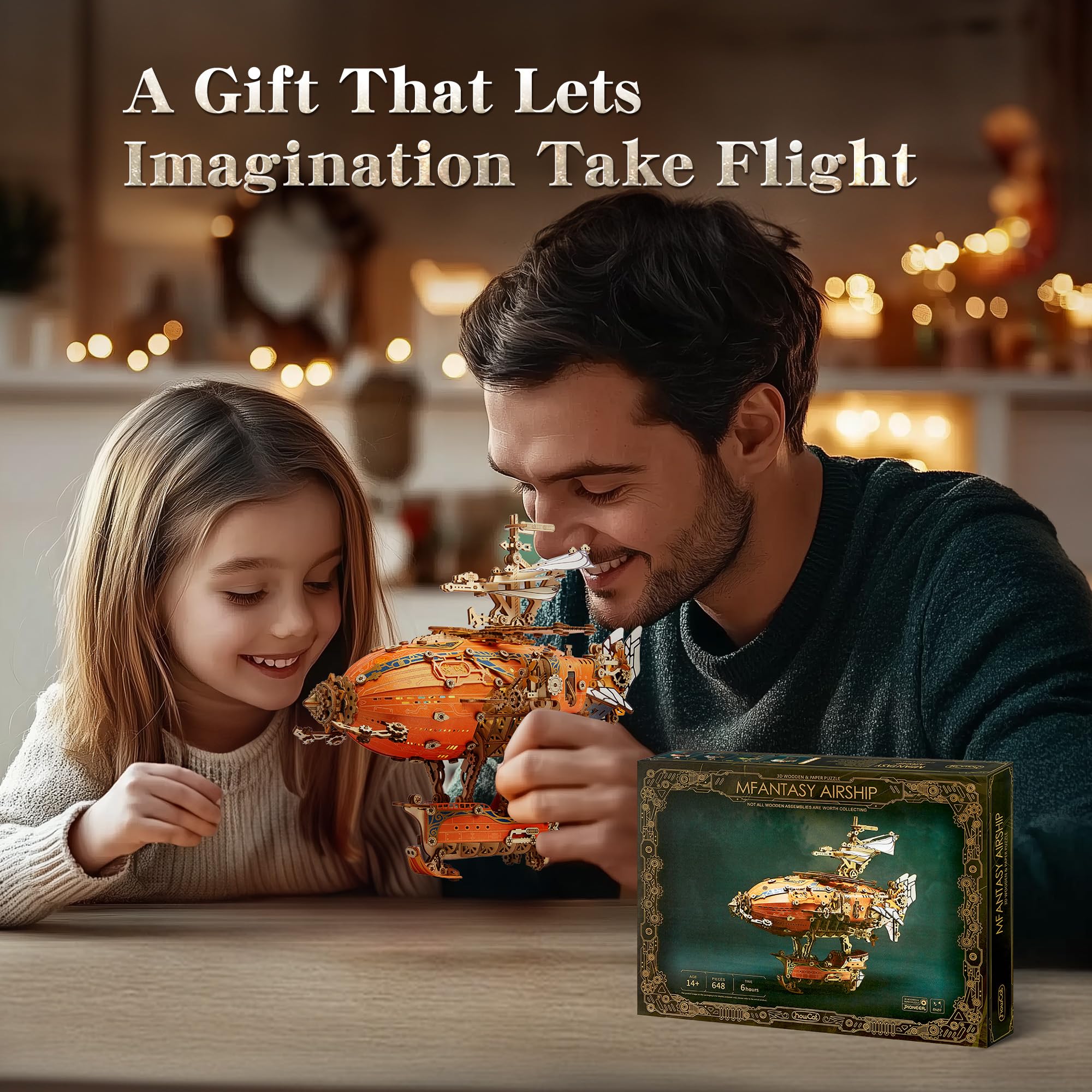 Amazon | FUNPOLA LED 3D木製パズル ファンタジー 飛行船モデル